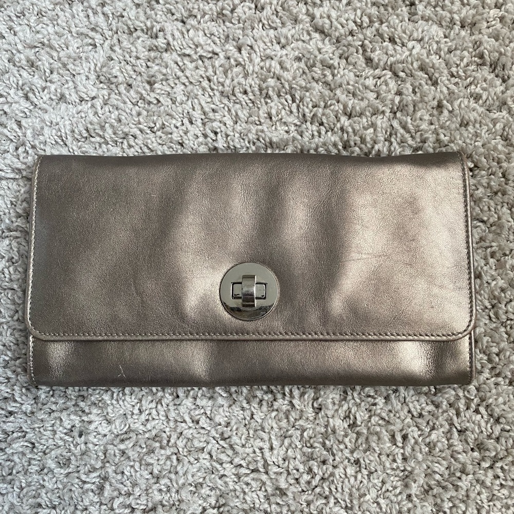 Saks Fifth Avenue Metallic Silver Clutch